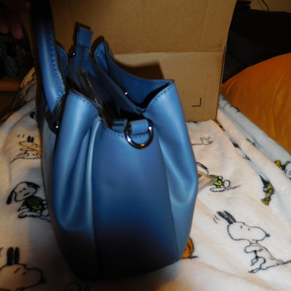 NWT Simply Vera Vera Wang Caitlin Functional Satchel Bag blue tie dye - Picture 15 of 16